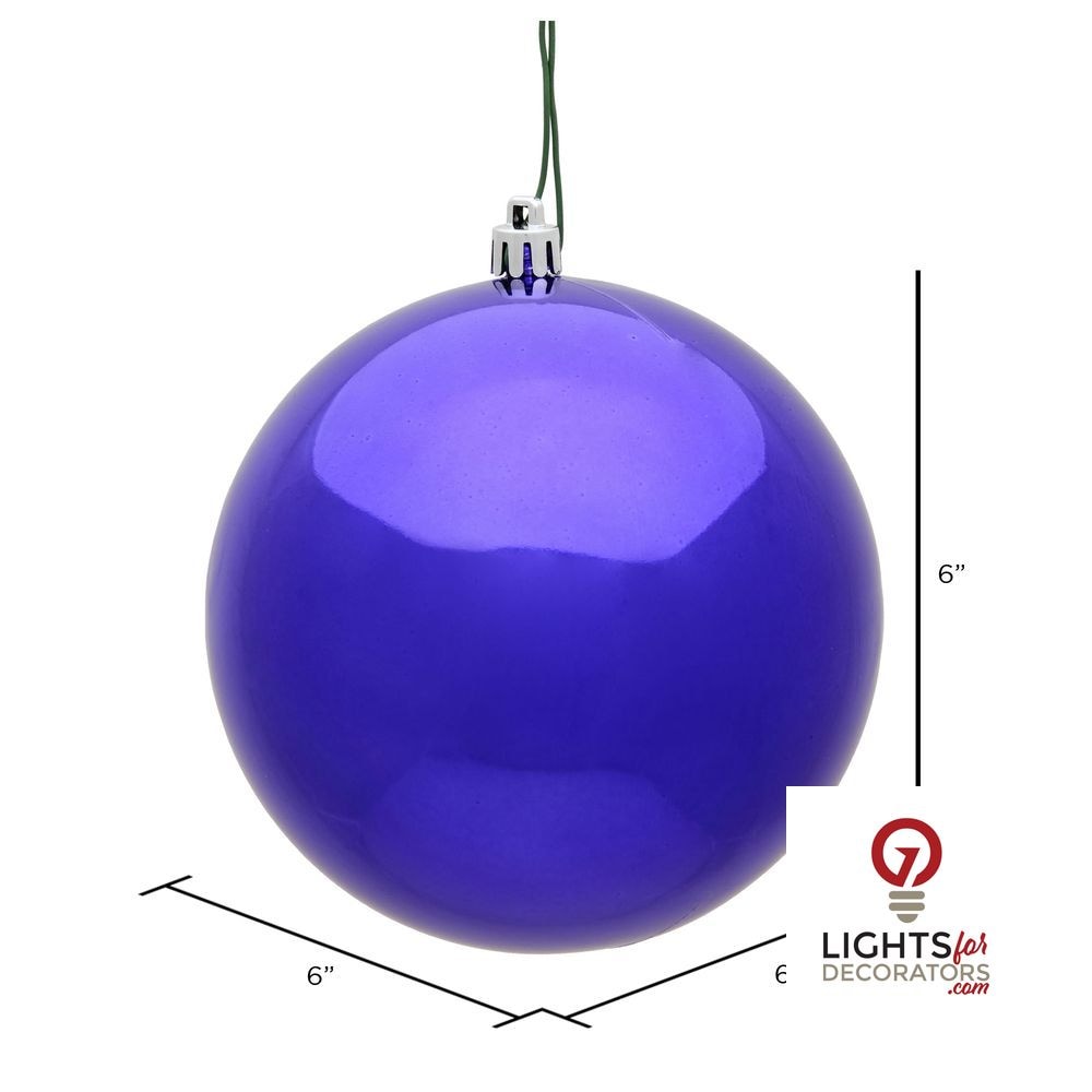 8" Shatterproof Ball Ornament - Purple - Shiny - UV Treated — alternate view
