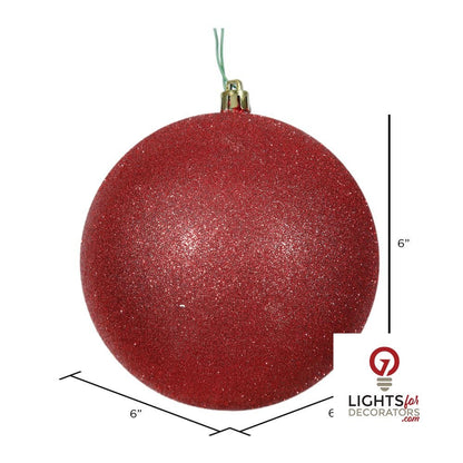 6" Shatterproof Ball Ornament - Red - Sequin - Set of 4 — alternate view