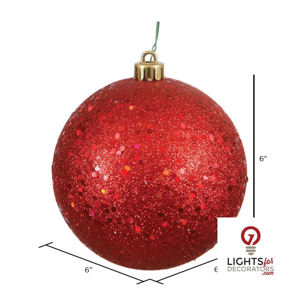 8" Shatterproof Ball Ornament - Red - Pearl - UV Treated — alternate view