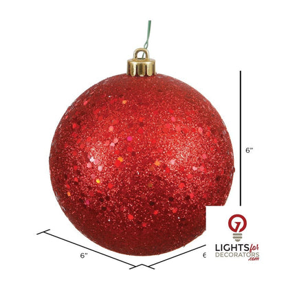 8" Shatterproof Ball Ornament - Red - Pearl - UV Treated — alternate view