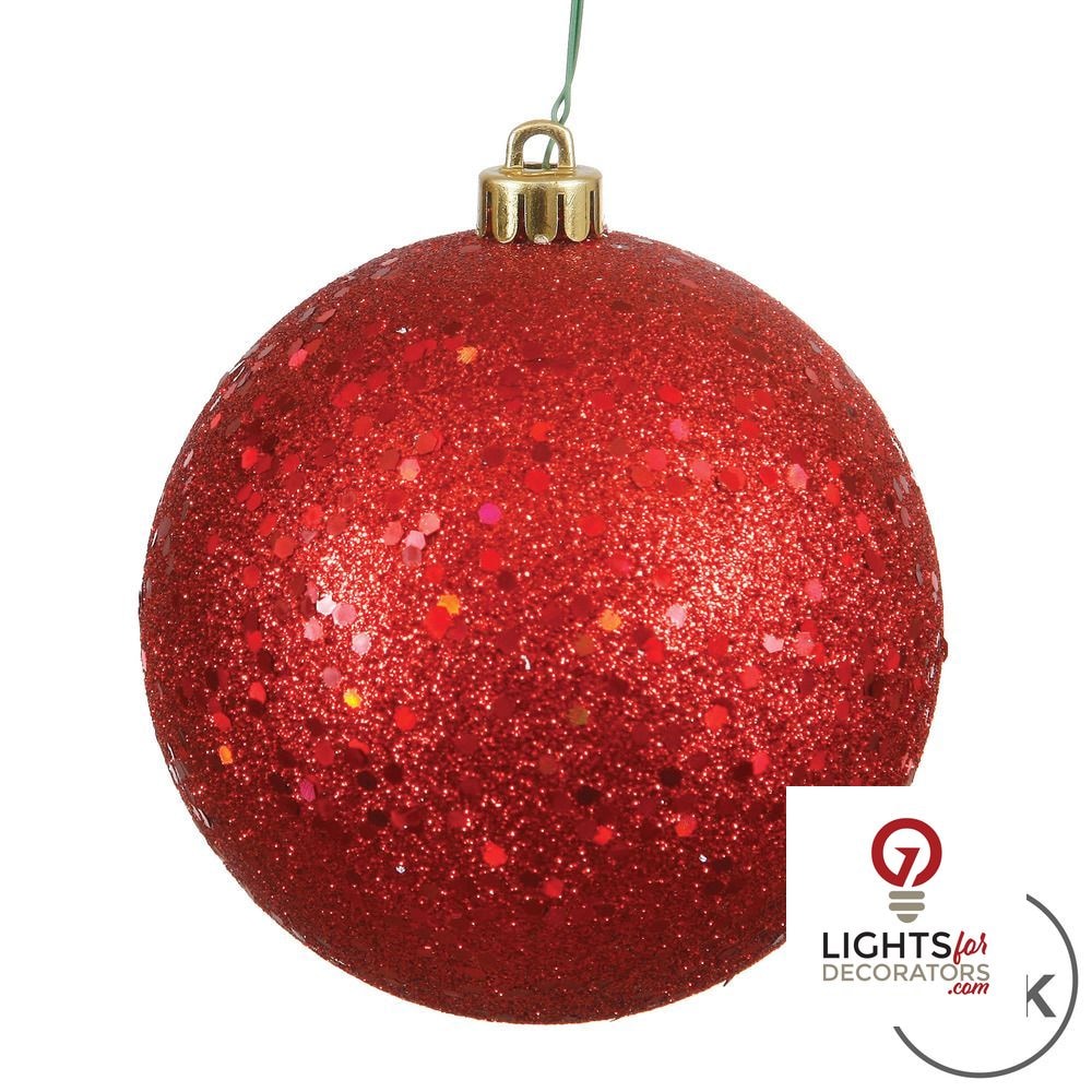 8" Shatterproof Ball Ornament - Red - Pearl - UV Treated — alternate view
