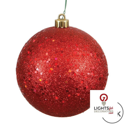 8" Shatterproof Ball Ornament - Red - Pearl - UV Treated — alternate view