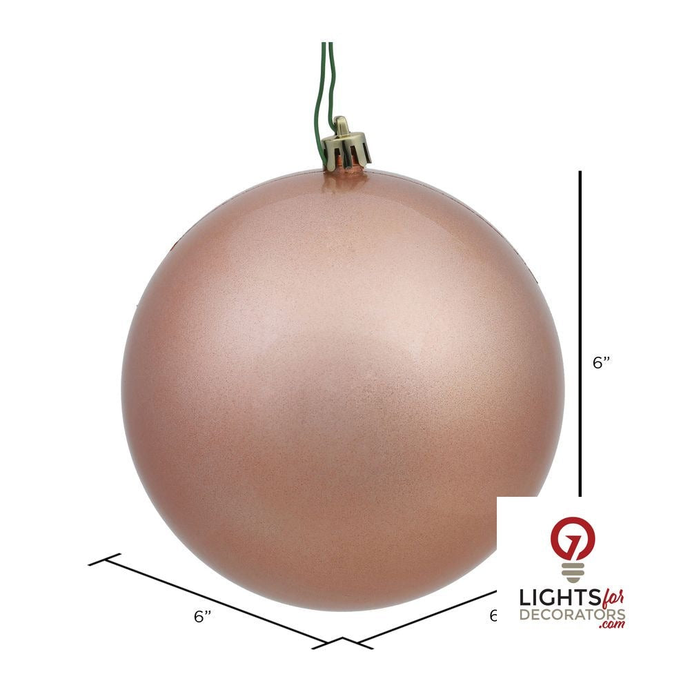 6" Shatterproof Ball Ornament - Rose Gold - Shiny - UV Treated - Set of 4 — alternate view
