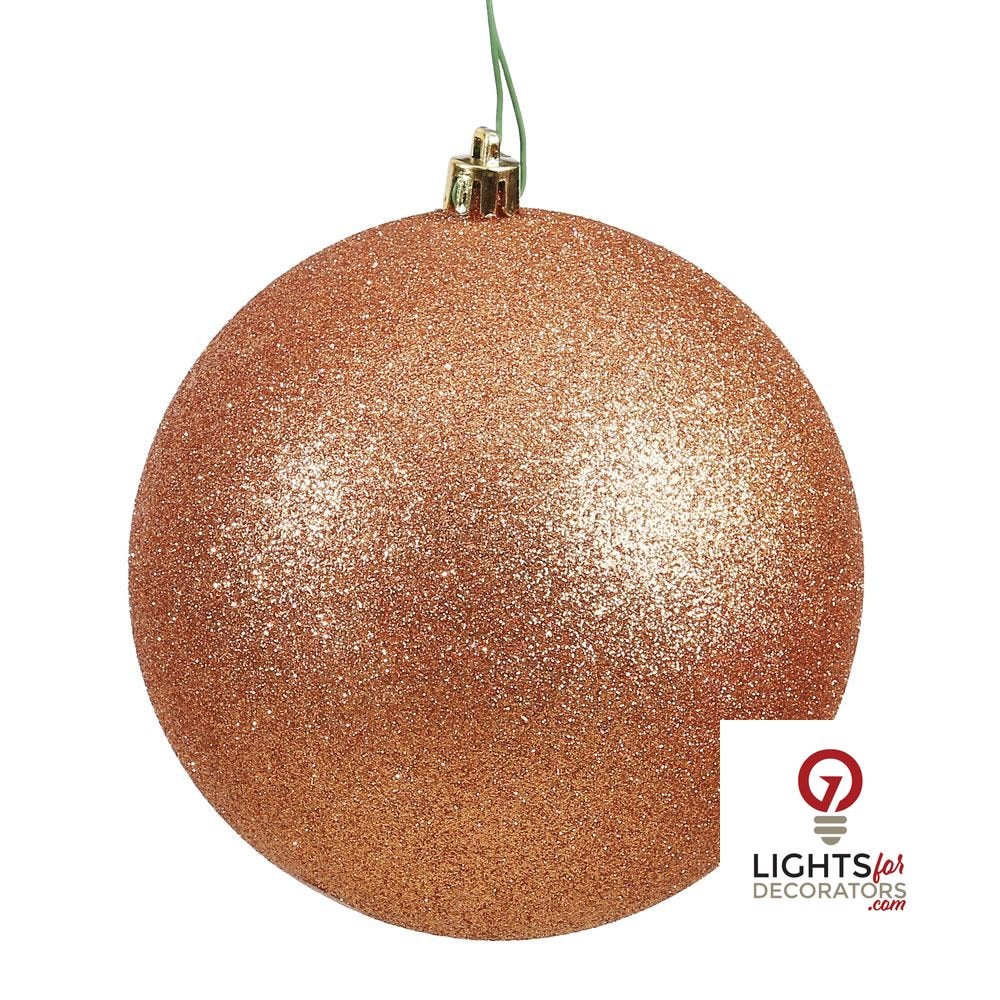 6" Shatterproof Ball Ornament - Rose Gold - Sequin - Set of 4