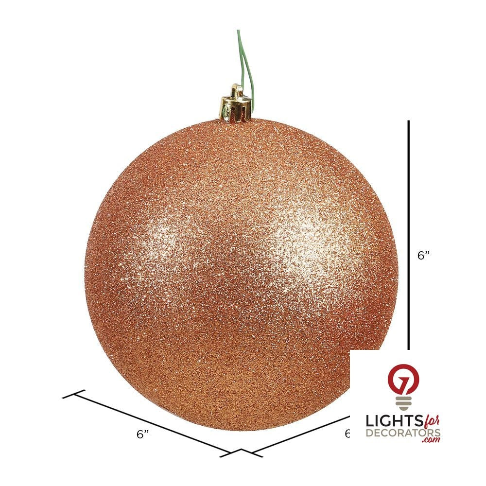 6" Shatterproof Ball Ornament - Rose Gold - Sequin - Set of 4 — alternate view