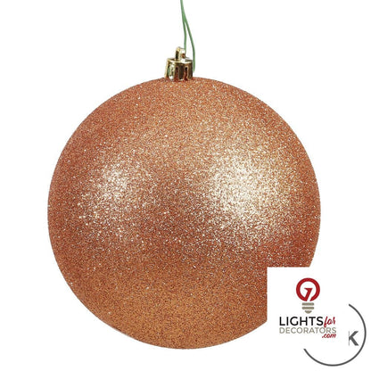 6" Shatterproof Ball Ornament - Rose Gold - Sequin - Set of 4 — alternate view