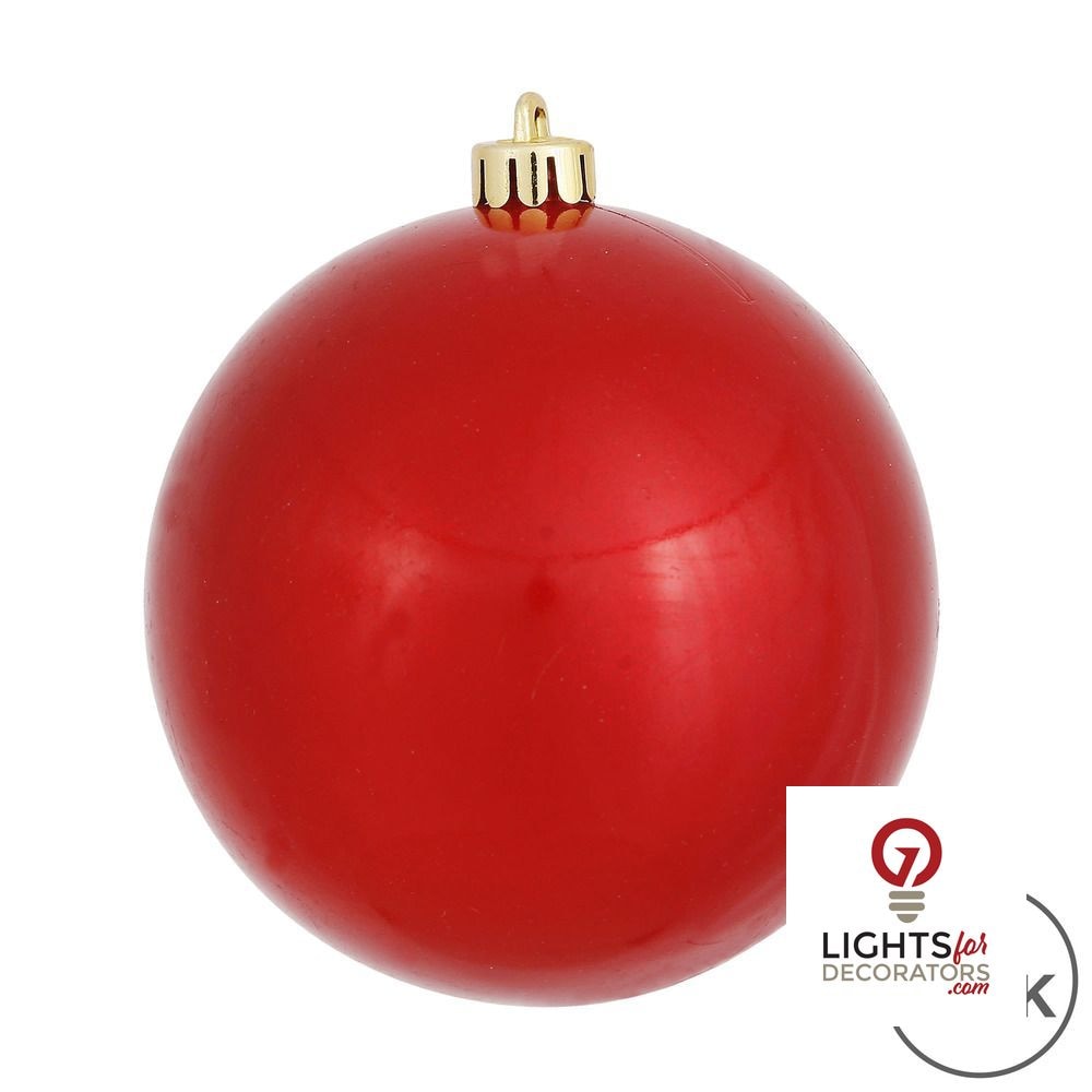 6" Shatterproof Ball Ornament - Red - Shiny - UV Treated - Set of 4 — alternate view