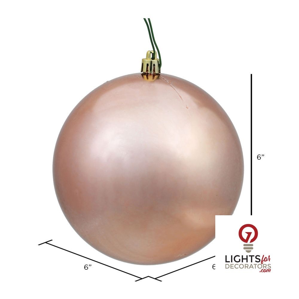 8" Shatterproof Ball Ornament - Rose Gold - Shiny - UV Treated — alternate view