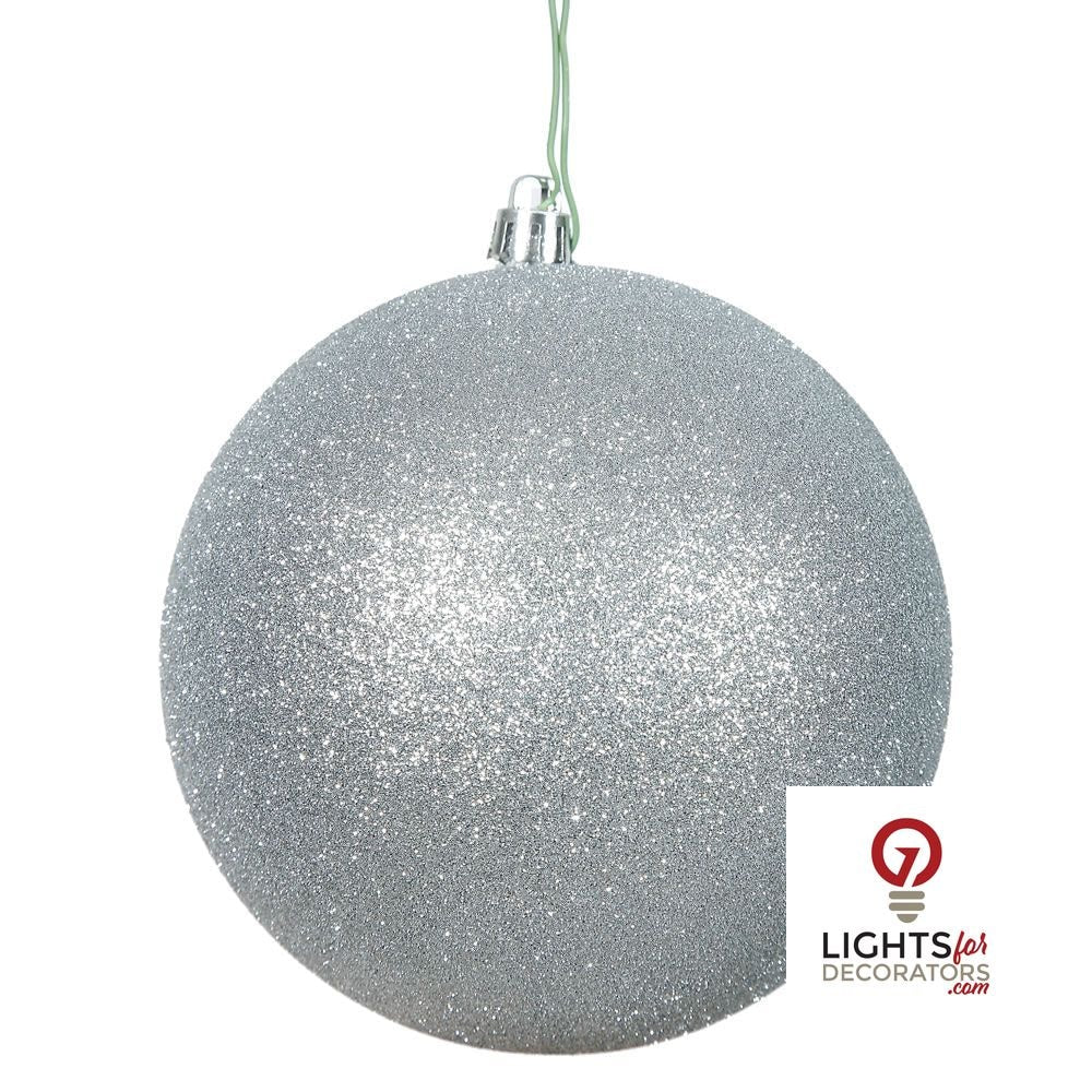 8" Shatterproof Ball Ornament - Silver - Candy - UV Treated
