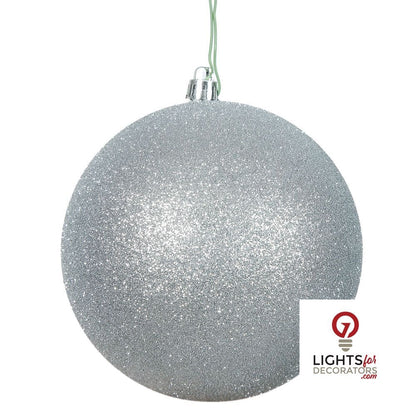 8" Shatterproof Ball Ornament - Silver - Candy - UV Treated