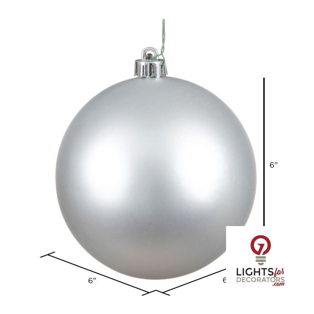 8" Shatterproof Ball Ornament - Silver - Glitter — alternate view
