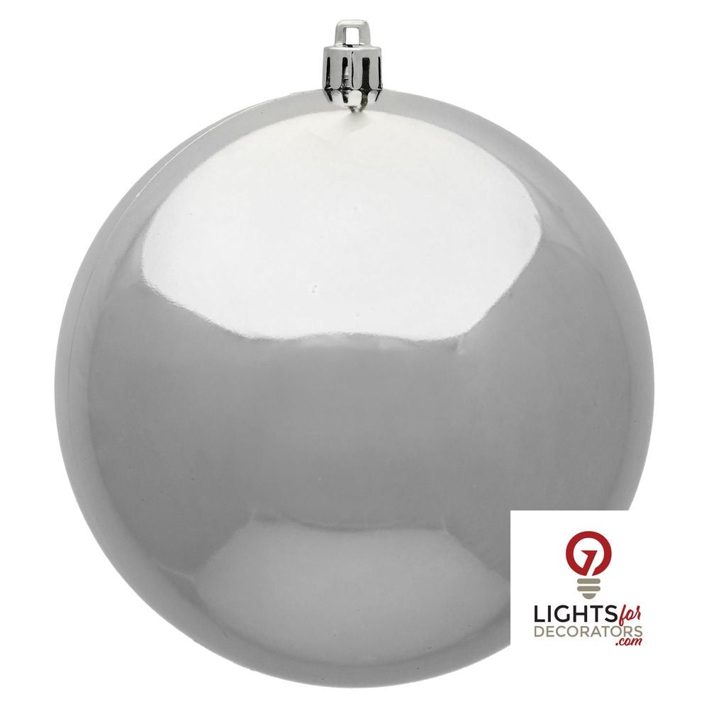 8" Shatterproof Ball Ornament - Silver - Pearl - UV Treated