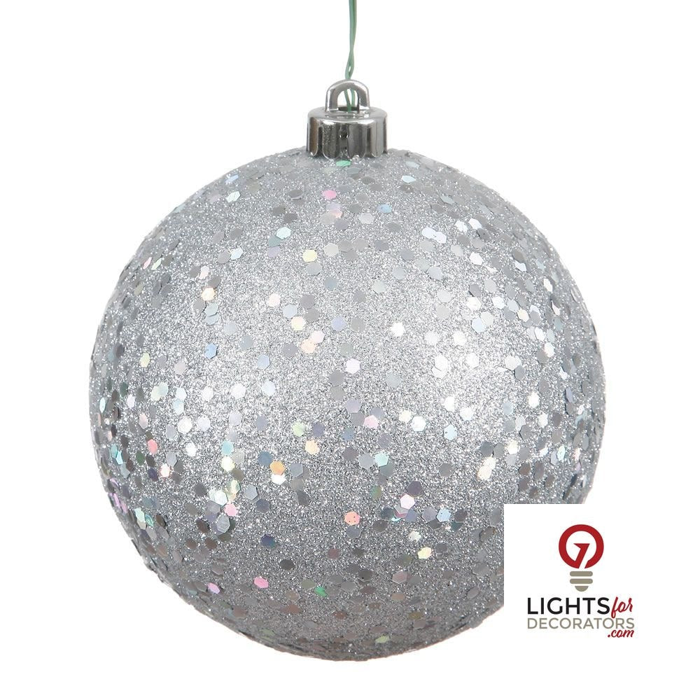 8" Shatterproof Ball Ornament - Silver - Shiny - UV Treated