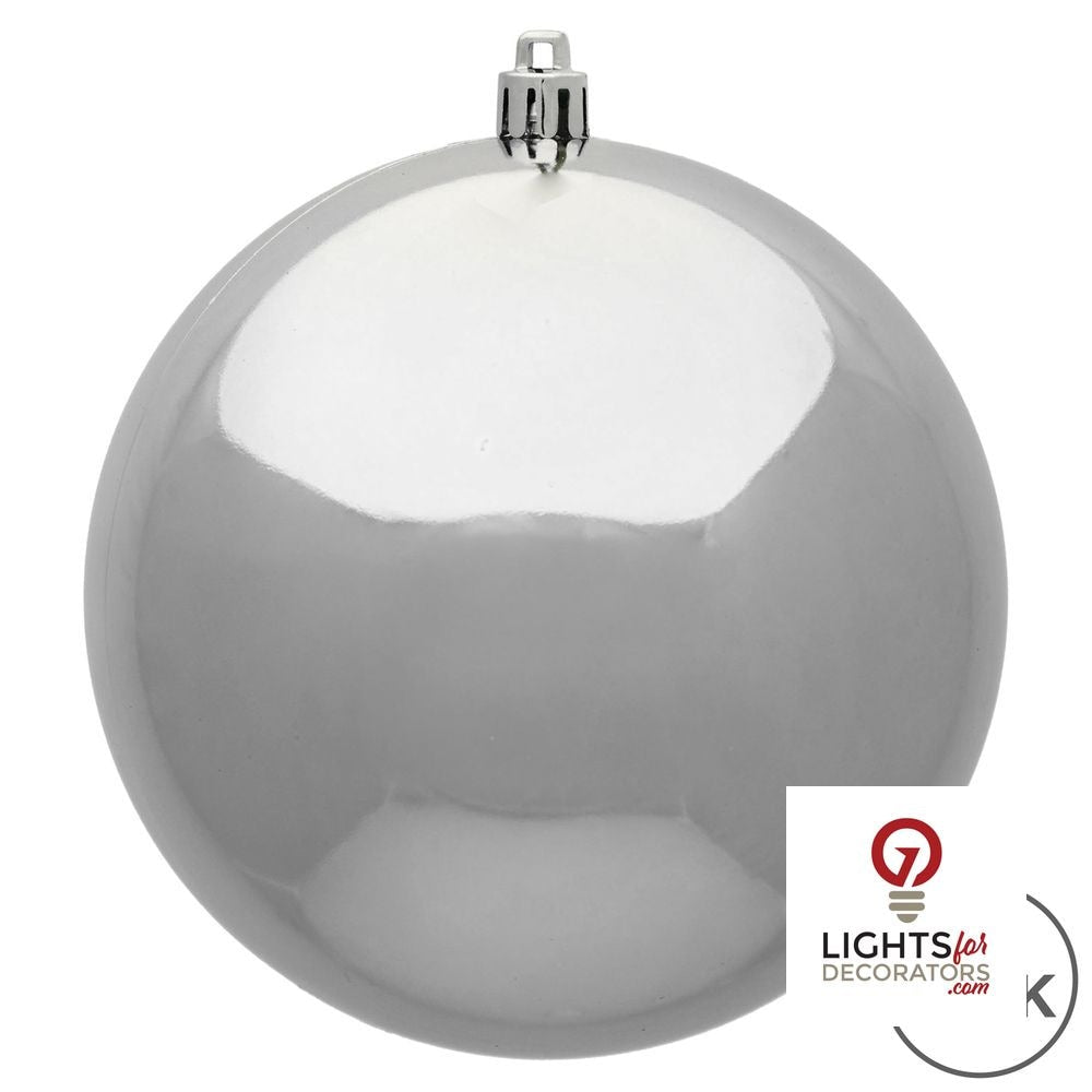 8" Shatterproof Ball Ornament - Silver - Pearl - UV Treated — alternate view