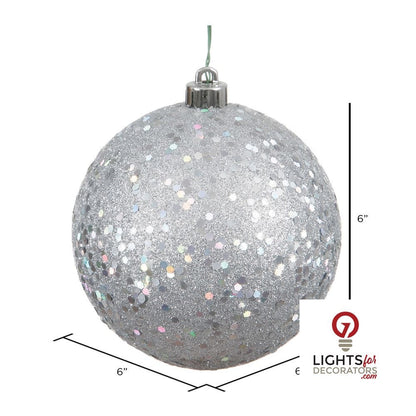 8" Shatterproof Ball Ornament - Silver - Shiny - UV Treated — alternate view