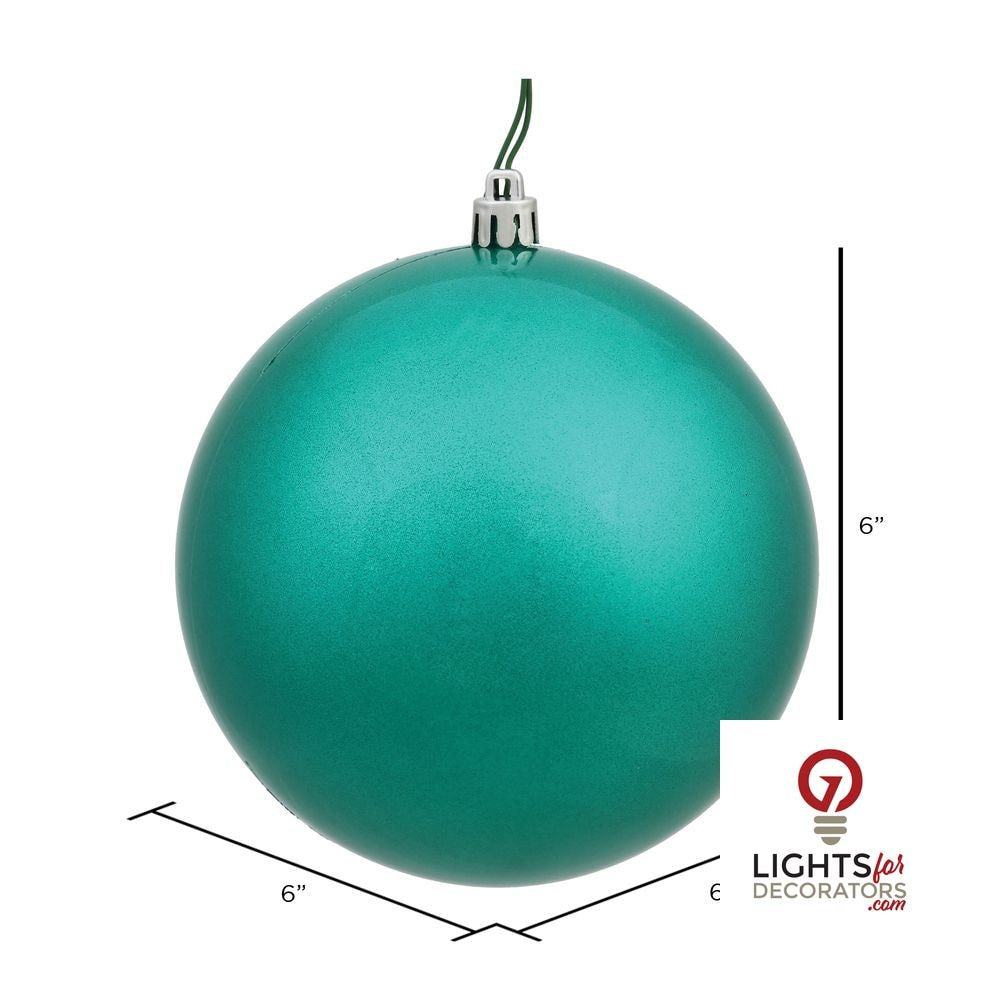 6" Shatterproof Ball Ornament - Teal - Candy - UV Treated - Set of 4 — alternate view