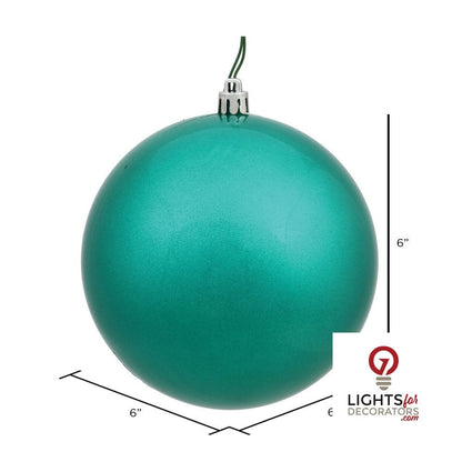 6" Shatterproof Ball Ornament - Teal - Candy - UV Treated - Set of 4 — alternate view