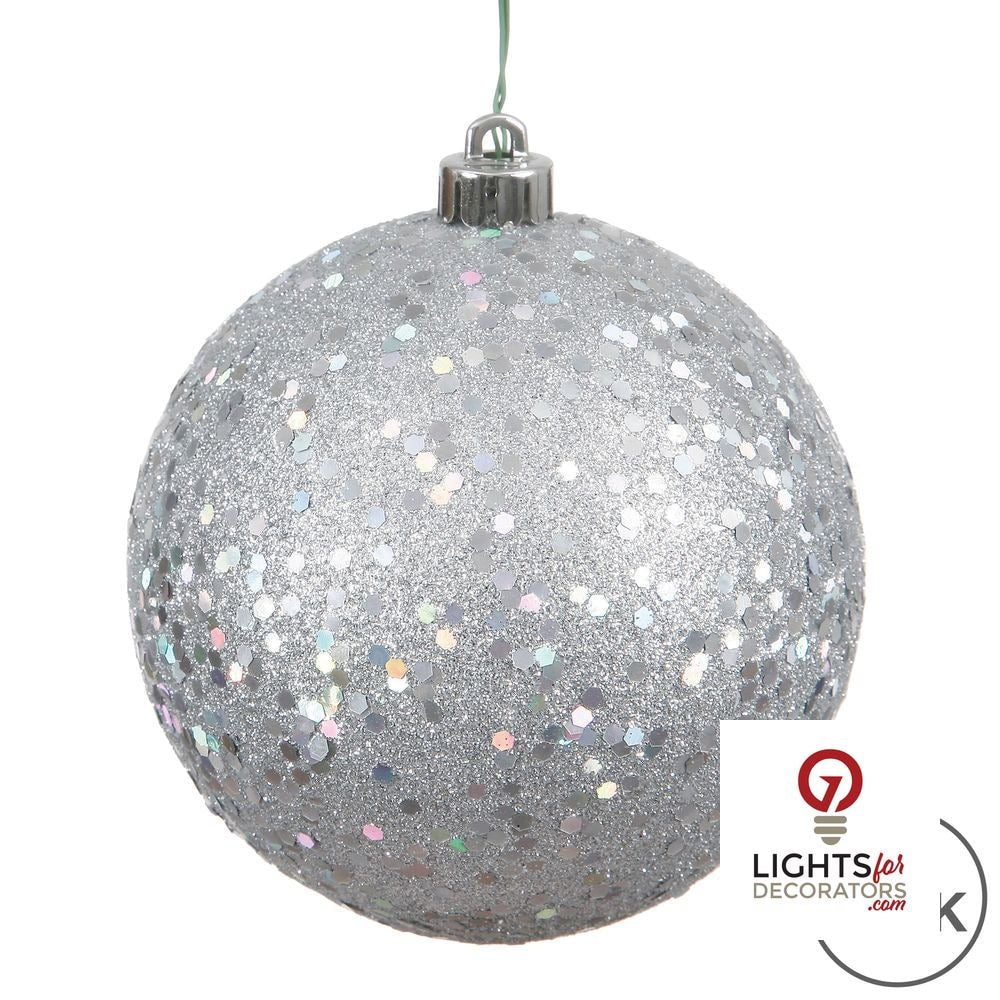 8" Shatterproof Ball Ornament - Silver - Shiny - UV Treated — alternate view