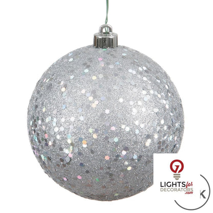 8" Shatterproof Ball Ornament - Silver - Shiny - UV Treated — alternate view