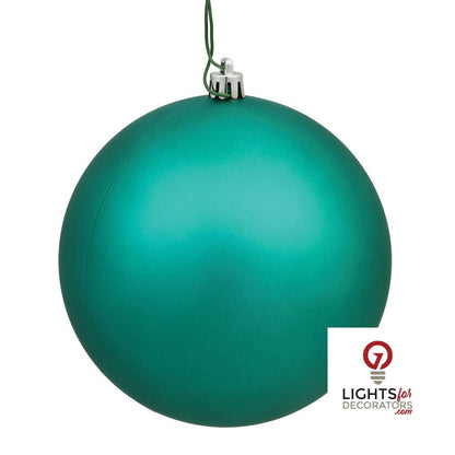 6" Shatterproof Ball Ornament - Teal - Matte - UV Treated - Set of 4