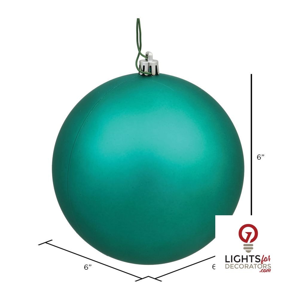 6" Shatterproof Ball Ornament - Teal - Matte - UV Treated - Set of 4 — alternate view