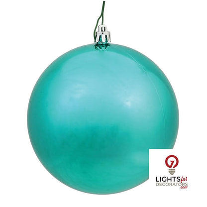 6" Shatterproof Ball Ornament - Teal - Shiny - UV Treated - Set of 4