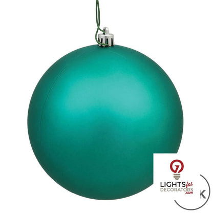 6" Shatterproof Ball Ornament - Teal - Matte - UV Treated - Set of 4 — alternate view