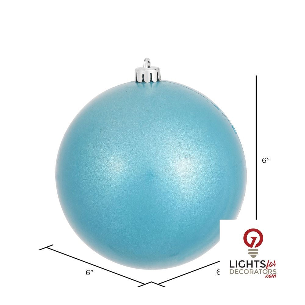 6" Shatterproof Ball Ornament - Turquoise - Candy - UV Treated - Set of 4 — alternate view