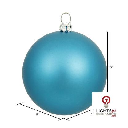 6" Shatterproof Ball Ornament - Turquoise - Matte - UV Treated - Set of 4 — alternate view