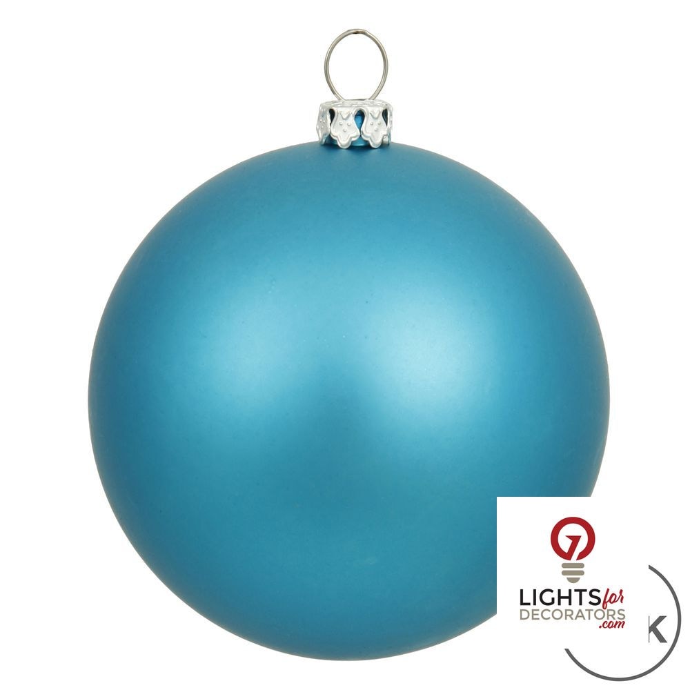 6" Shatterproof Ball Ornament - Turquoise - Matte - UV Treated - Set of 4 — alternate view