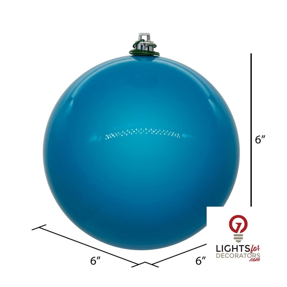 6" Shatterproof Ball Ornament - Turquoise - Pearl - UV Treated - Set of 4 — alternate view