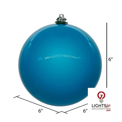 6" Shatterproof Ball Ornament - Turquoise - Pearl - UV Treated - Set of 4 — alternate view