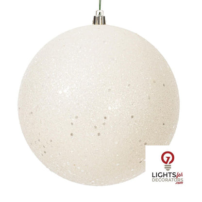 6" 4-Finish Shatterproof Ball Ornament Set - White — alternate view