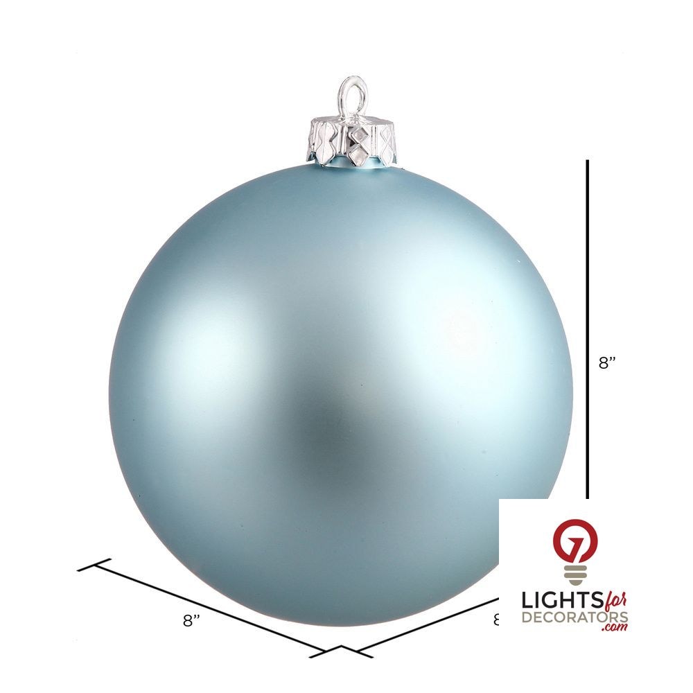 8" Shatterproof Ball Ornament - Baby Blue - Matte - UV Treated — alternate view