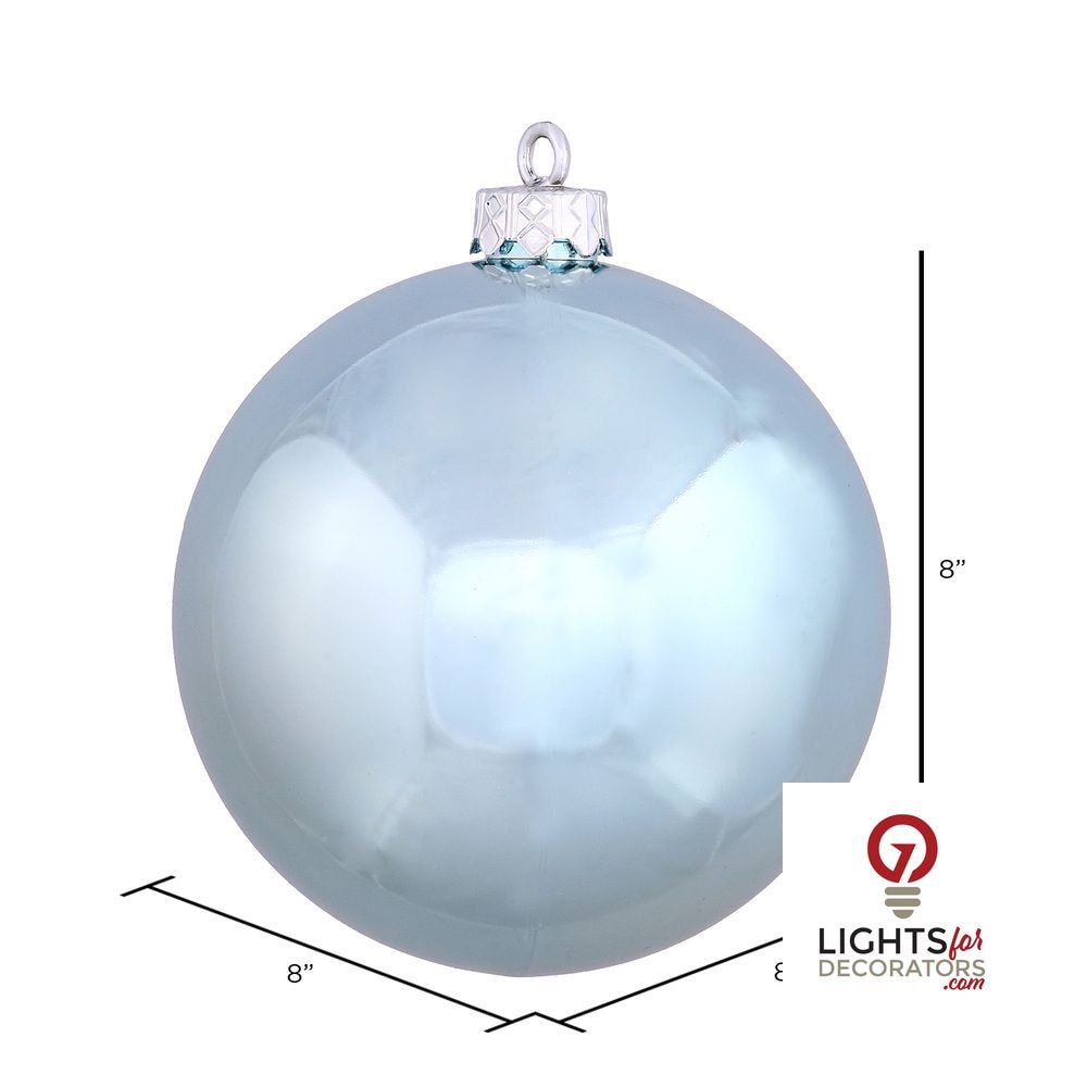 8" Shatterproof Ball Ornament - Baby Blue - Shiny - UV Treated — alternate view