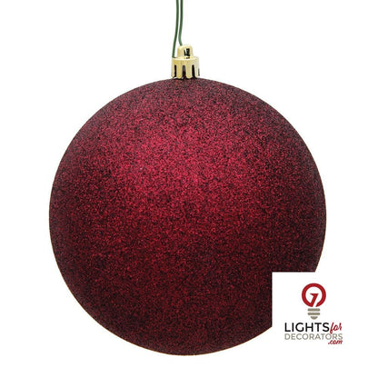 8" Shatterproof Ball Ornament - Burgundy - Sequin