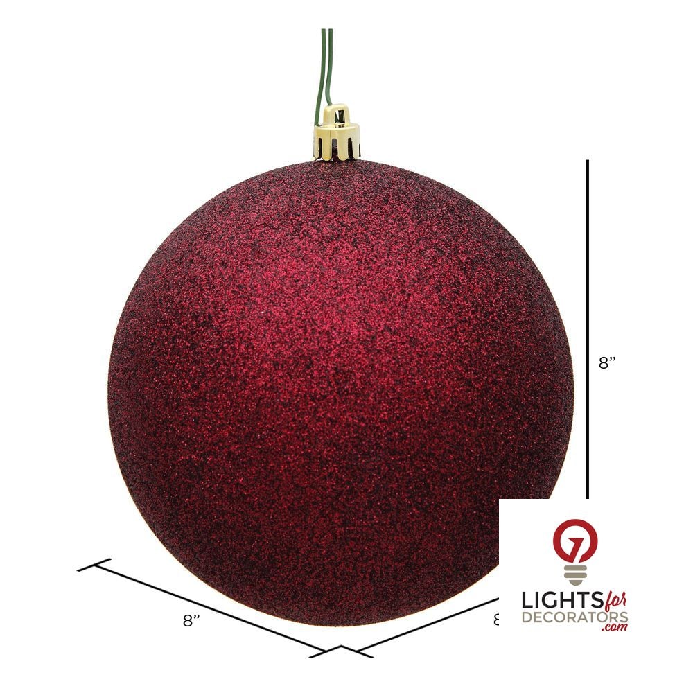 8" Shatterproof Ball Ornament - Burgundy - Sequin — alternate view