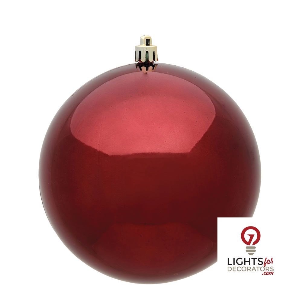 10" Shatterproof Ball Ornament - Burgundy - Pearl - UV Treated
