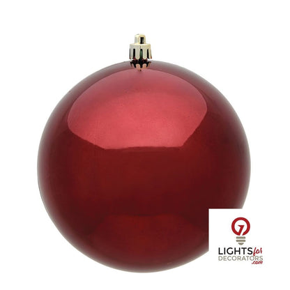 10" Shatterproof Ball Ornament - Burgundy - Pearl - UV Treated