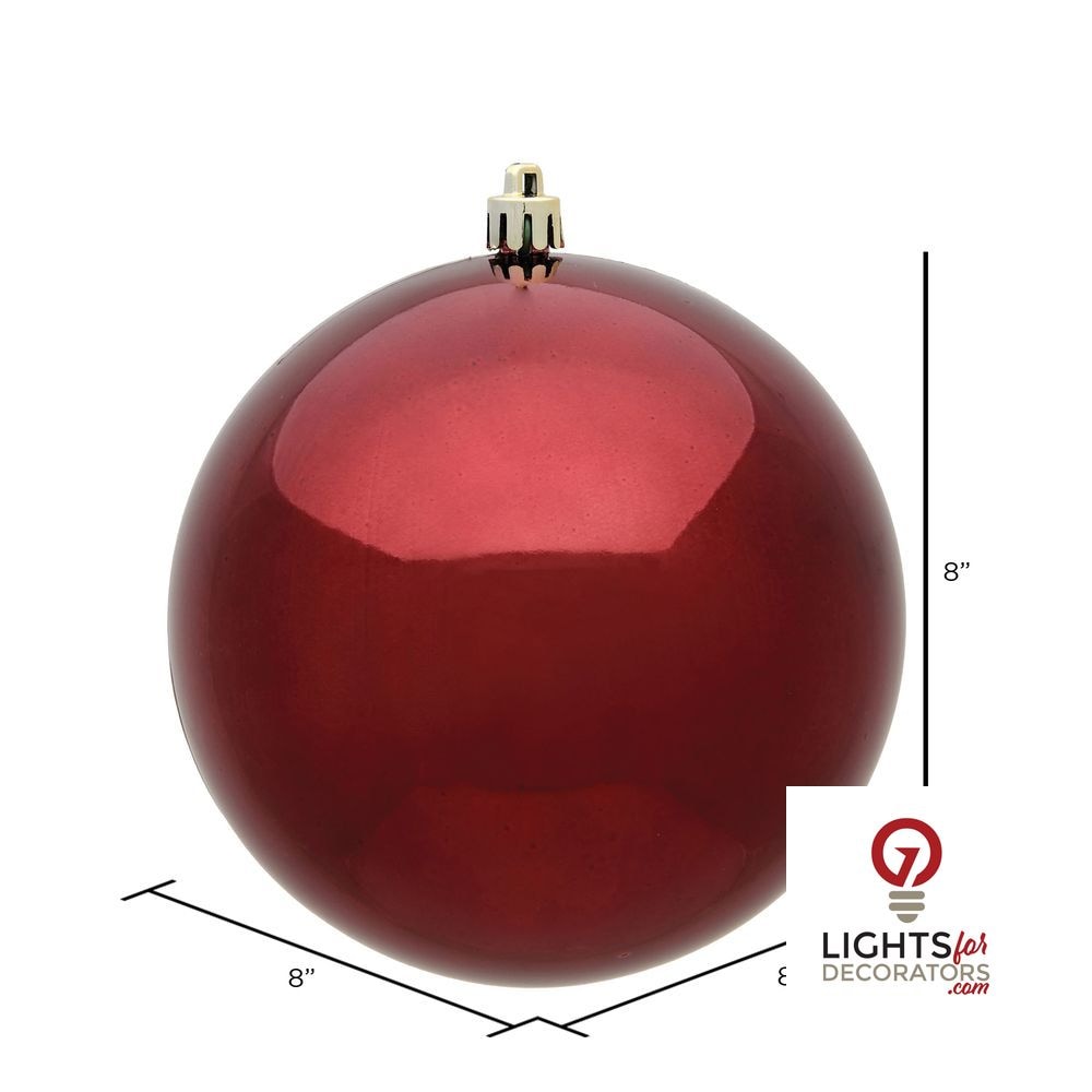 10" Shatterproof Ball Ornament - Burgundy - Pearl - UV Treated — alternate view