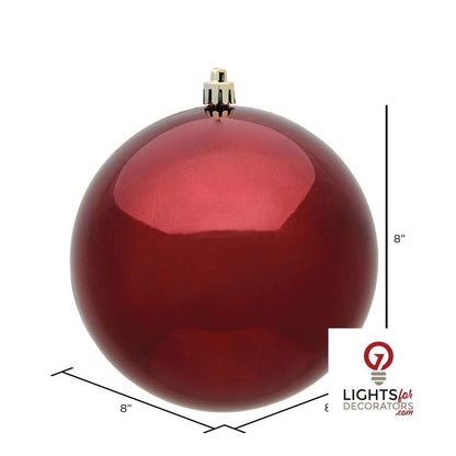 10" Shatterproof Ball Ornament - Burgundy - Pearl - UV Treated — alternate view
