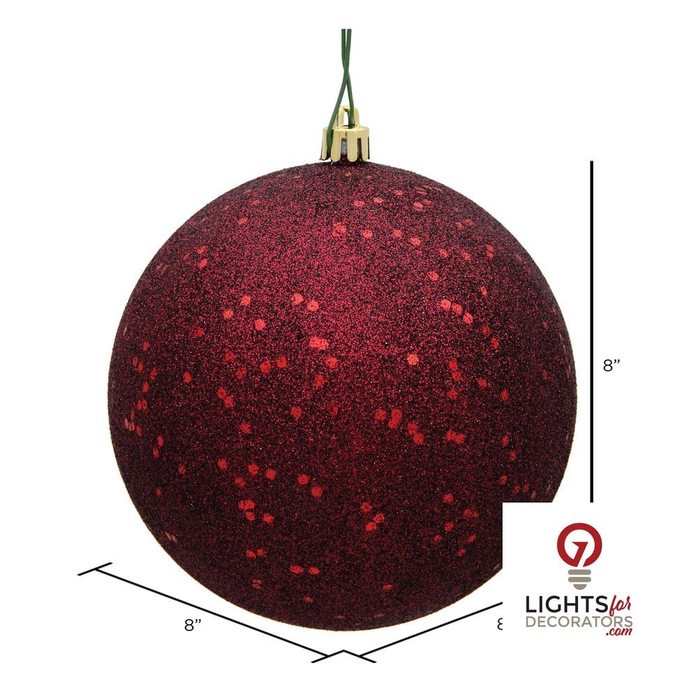 10" Shatterproof Ball Ornament - Burgundy - Shiny - UV Treated — alternate view