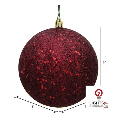 10" Shatterproof Ball Ornament - Burgundy - Shiny - UV Treated — alternate view