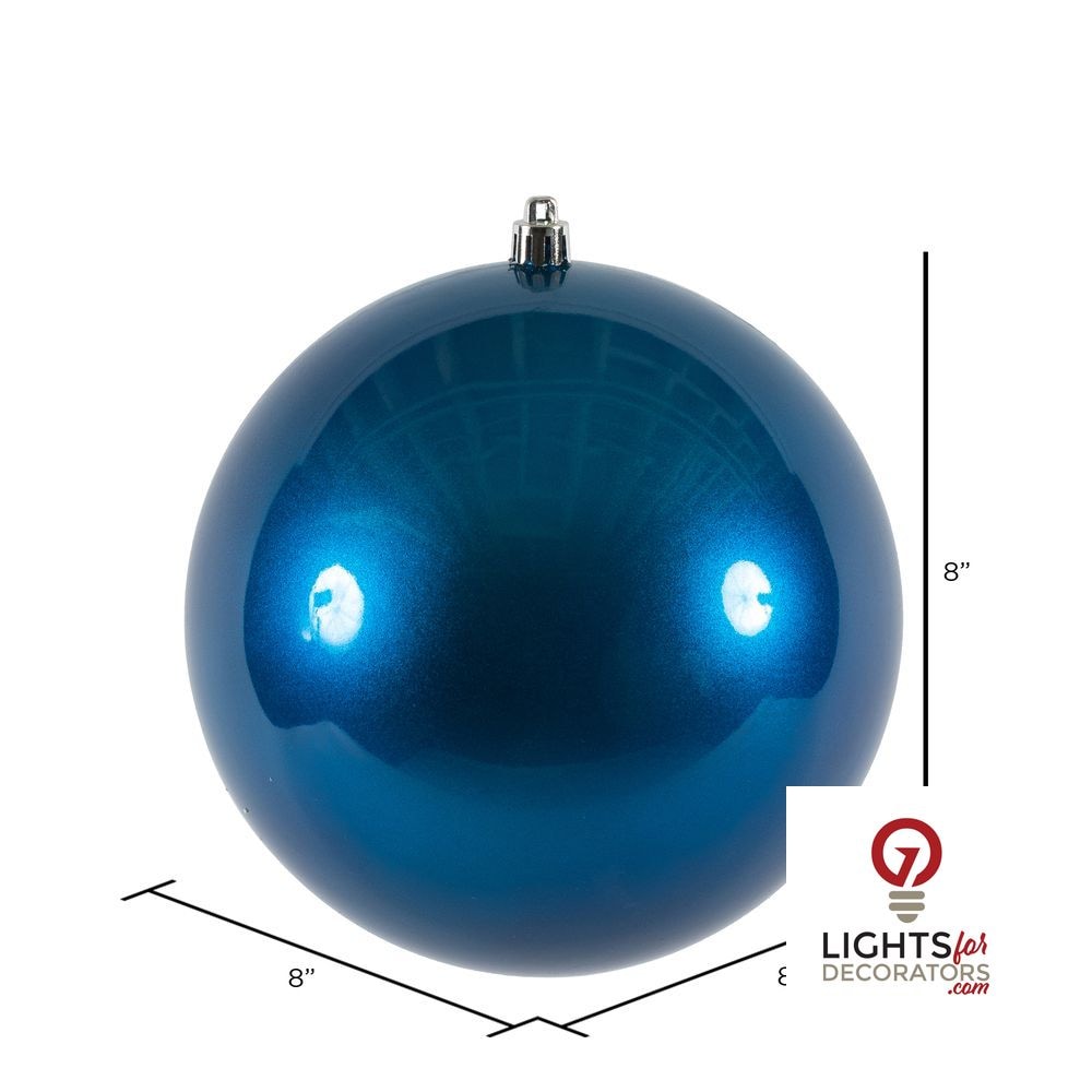 8" Shatterproof Ball Ornament - Blue - Candy - UV Treated — alternate view
