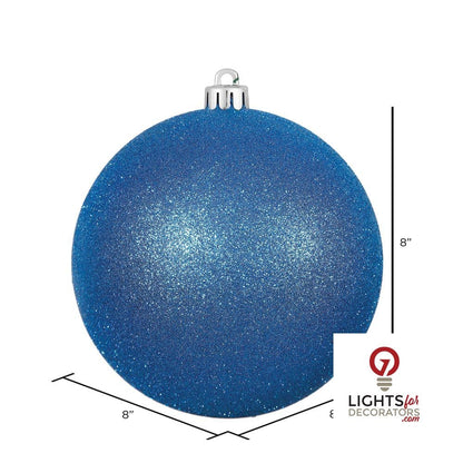 8" Shatterproof Ball Ornament - Blue - Glitter — alternate view