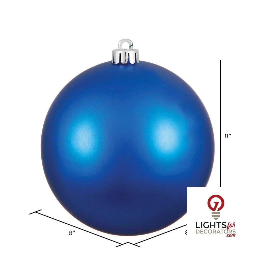 8" Shatterproof Ball Ornament - Blue - Matte - UV Treated — alternate view