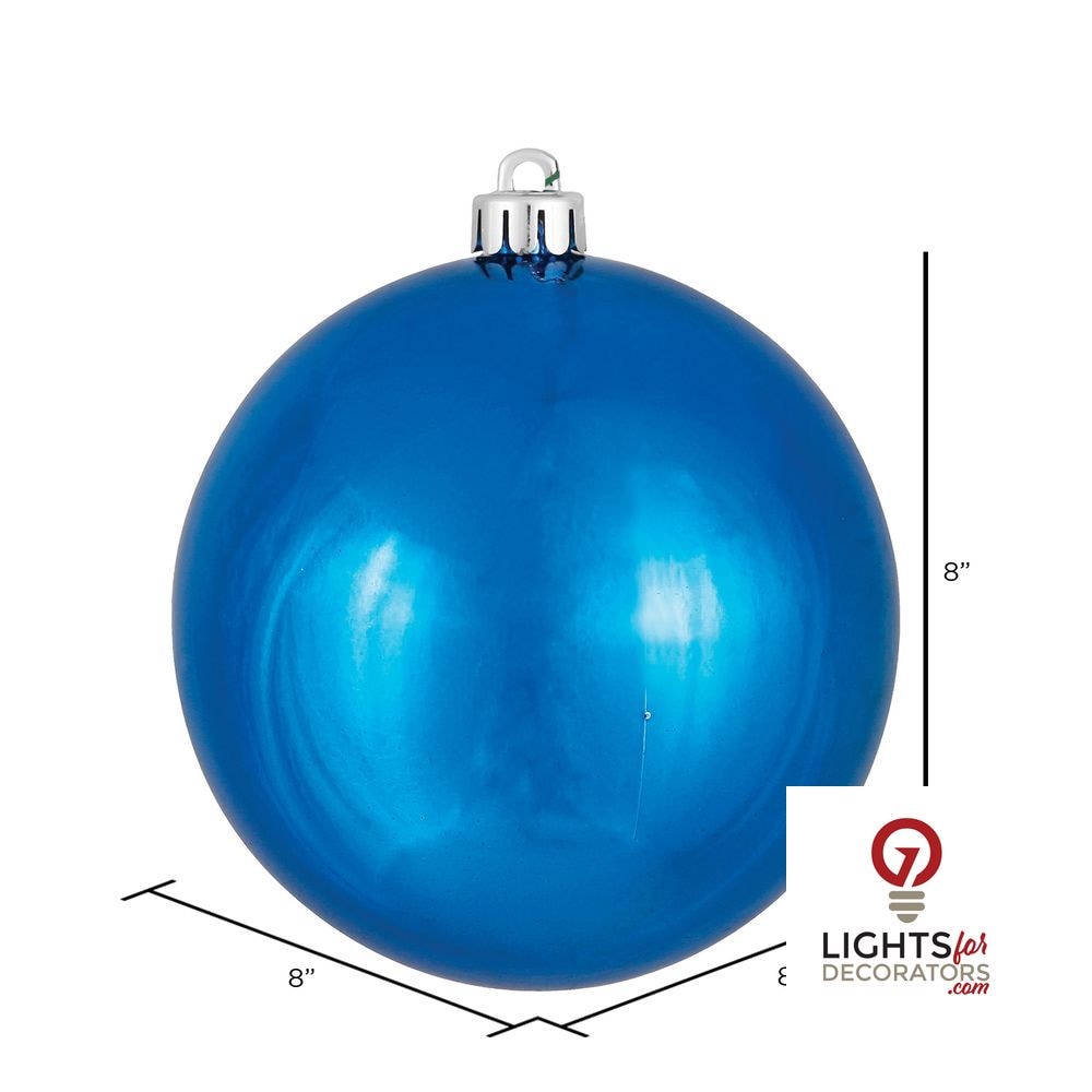 8" Shatterproof Ball Ornament - Blue - Shiny - UV Treated — alternate view
