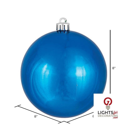 8" Shatterproof Ball Ornament - Blue - Shiny - UV Treated — alternate view