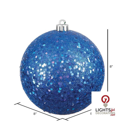 8" Shatterproof Ball Ornament - Blue - Sequin — alternate view
