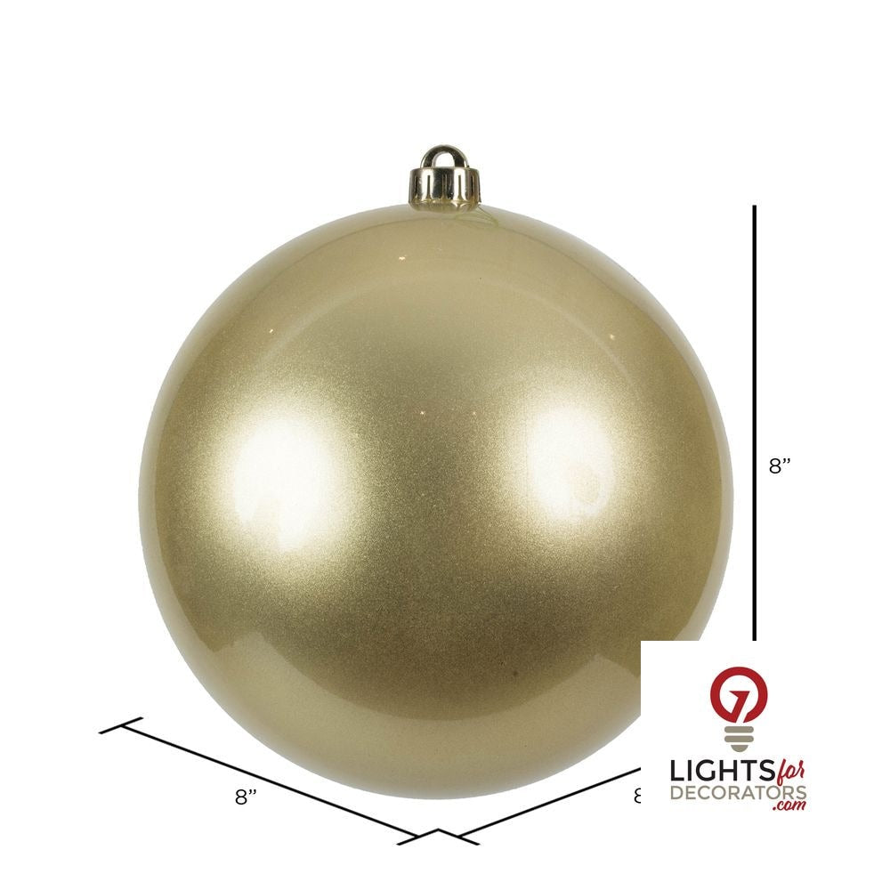 8" Shatterproof Ball Ornament - Champagne - Shiny - UV Treated — alternate view